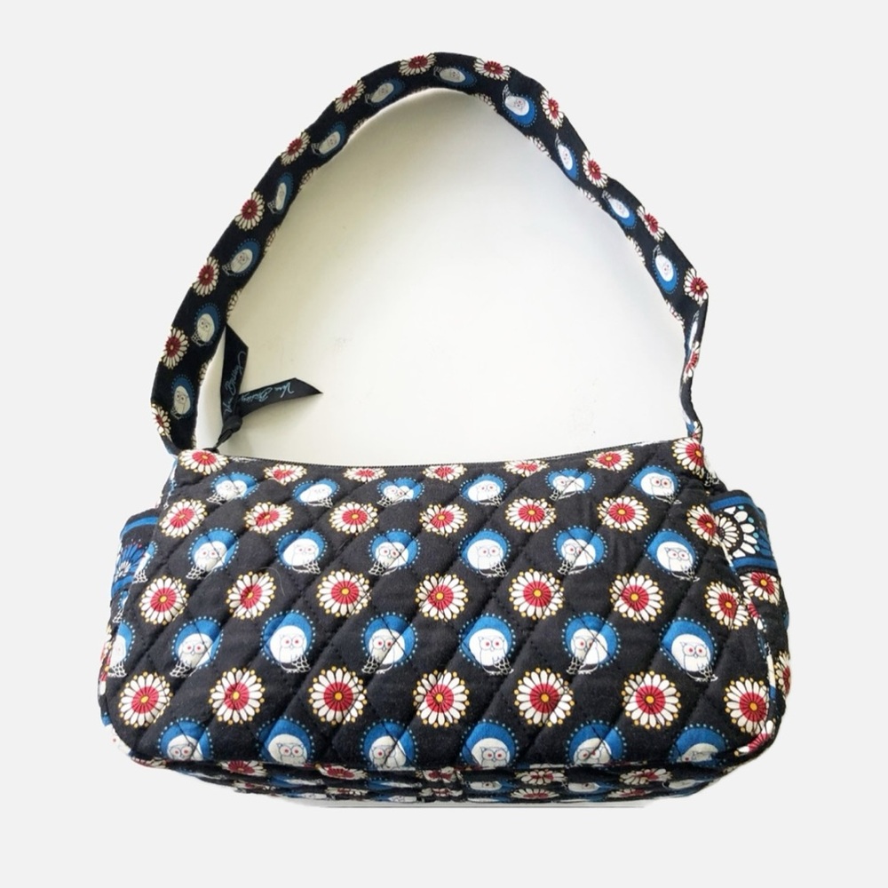 Vera Bradley Quilted Cotton Maggie Night Owl Shoulder Bag Top Zip Closure ⬛️🟦🟥